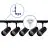 Complete Set 1-Phase Rail L 1 x 1,5 Meter Black | incl. 5x Spot + GU10 2700K 3W Dimmable + End Cap, Power Connector and L -Connector