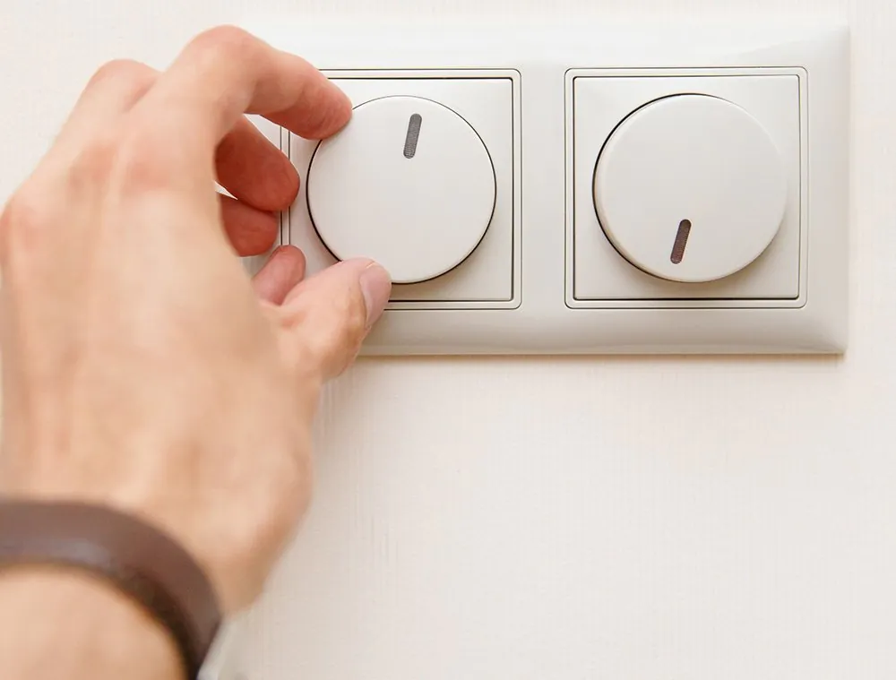 hand operating dimmer